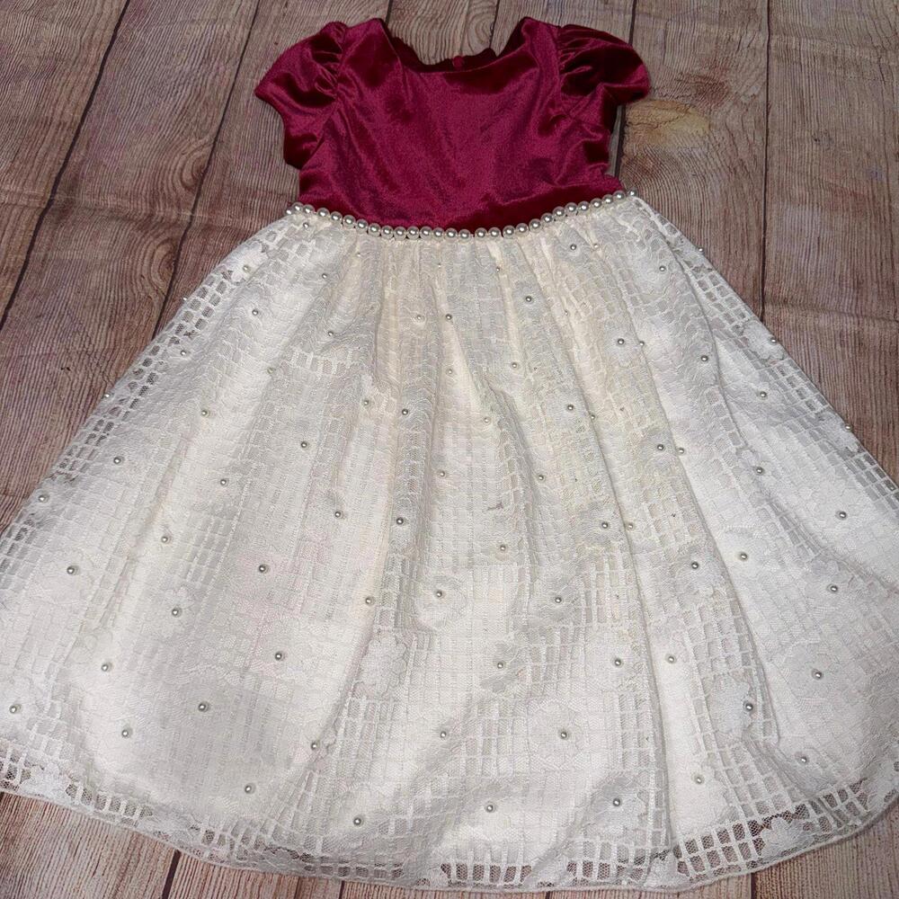 American Princess Girls' Pearl Embellished Party Dress Size 5